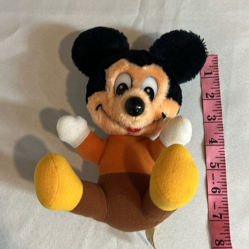 Vintage Mickey Mouse Plush Toy with Yellow and Brown Outfit - Picture 3 of 3